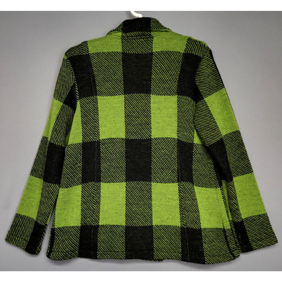 Keren Hart Jacket Coat Womens S Bufflo Plaid Wool Retro Grunge Neon Check Y2K - Picture 11 of 12